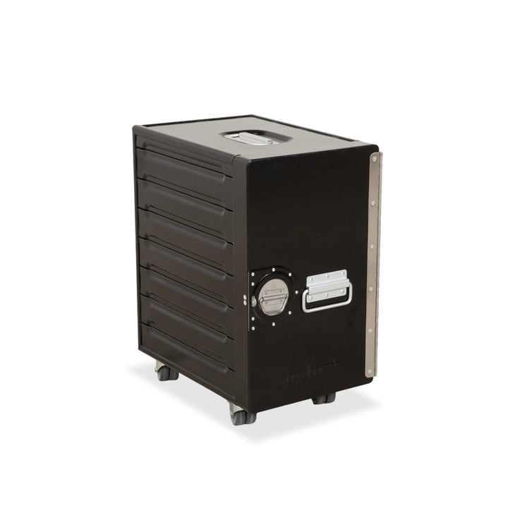 Chariot de transport pour avion Bordbar Box Container noir à charnière à droite avec accessoires
