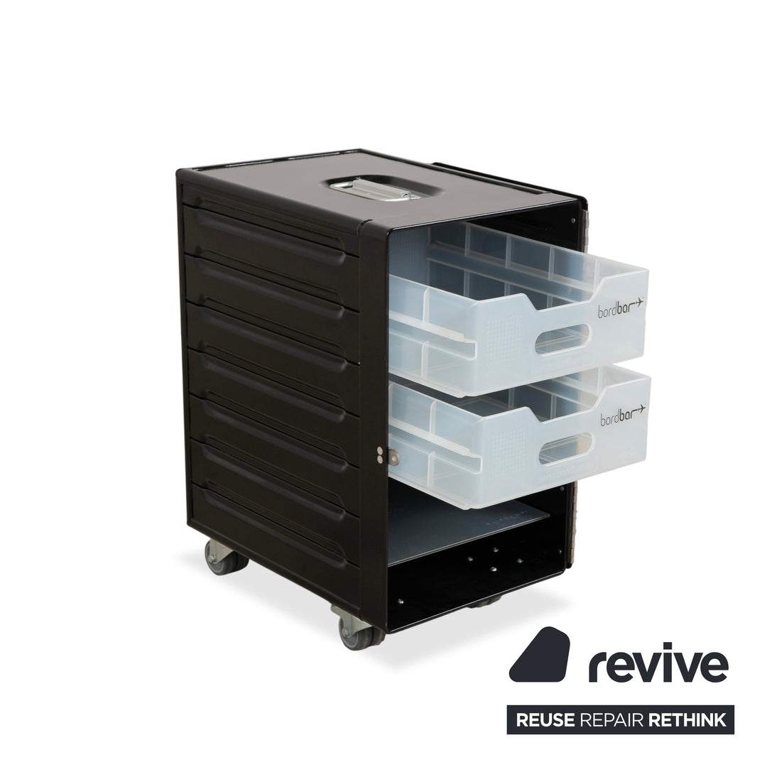 Chariot de transport pour avion Bordbar Box Container noir à charnière à droite avec accessoires