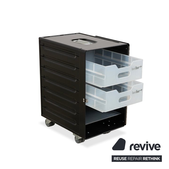 Chariot de transport pour avion Bordbar Box Container noir à charnière à droite avec accessoires