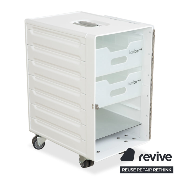 Chariot de transport pour avion Bordbar Box Container blanc à charnière à droite avec accessoires