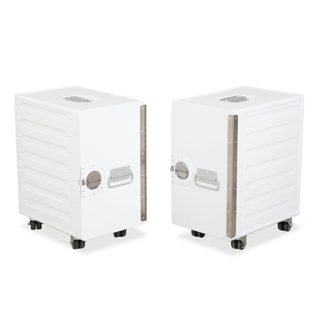 Chariot de transport pour avion Bordbar Box Container blanc à charnière à droite avec accessoires