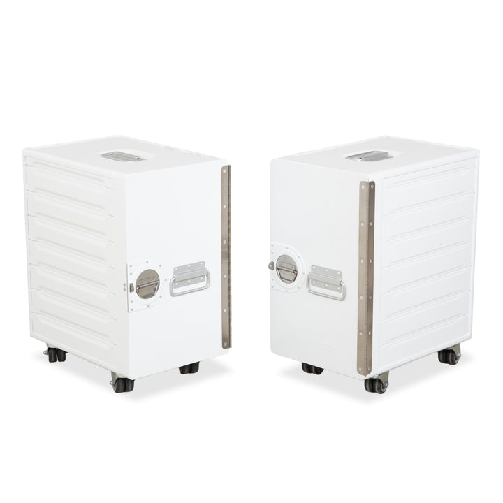 Chariot de transport pour avion Bordbar Box Container blanc à charnière à droite avec accessoires
