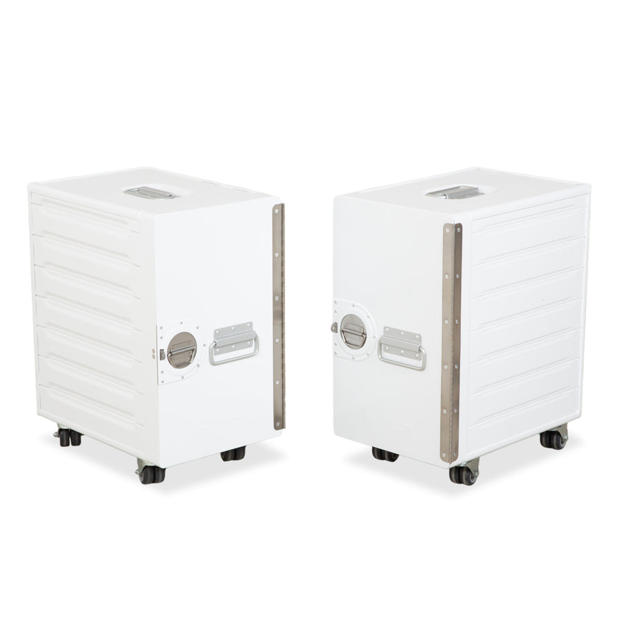 Chariot de transport pour avion Bordbar Box Container blanc à charnière à droite avec accessoires