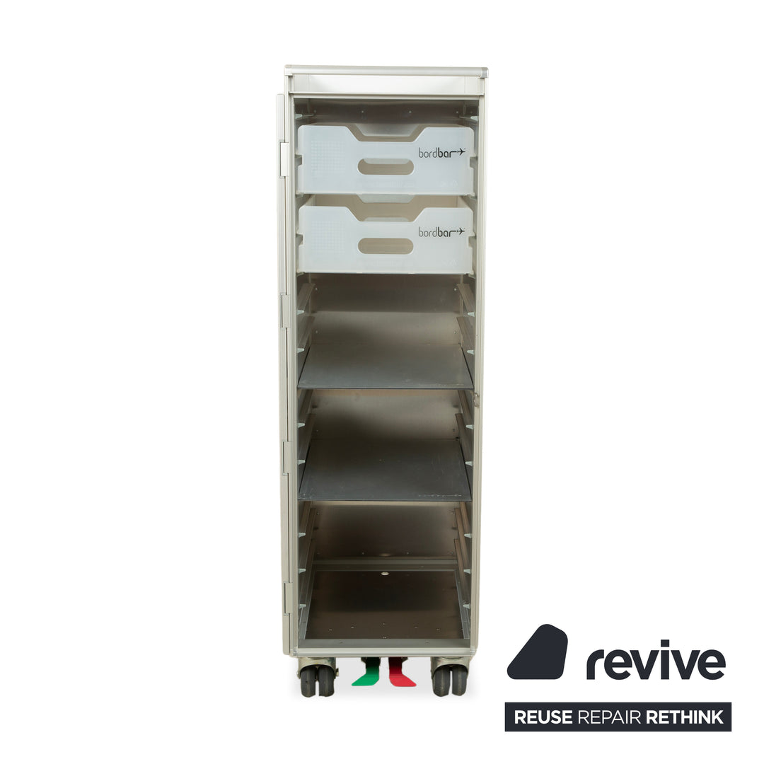 Chariot pour avion Lufthansa Ju 52 avec étagère et tiroir en plastique, gris argenté