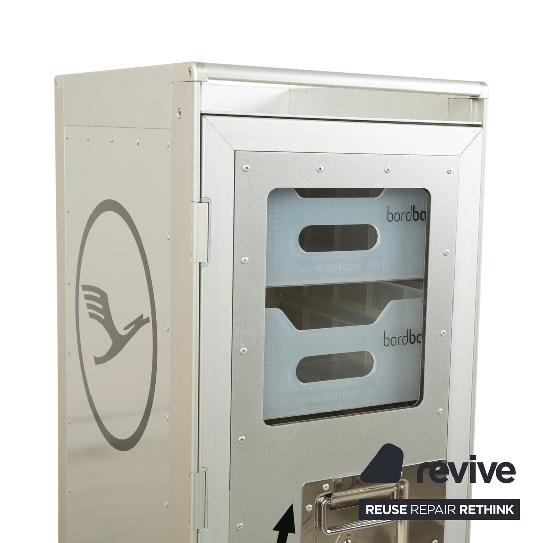 Lufthansa Ju 52 aircraft trolley with shelf and plastic drawer, silver grey