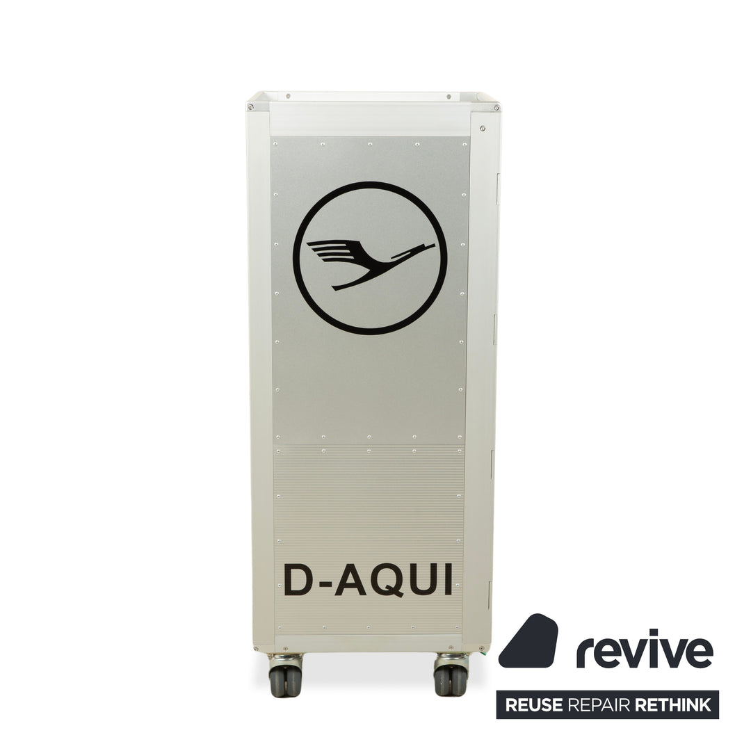 bordbar Lufthansa Ju 52 Flugzeugtrolley mit Fachboden und Kunststoffschubkasten Silber Grau