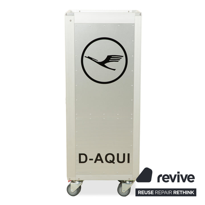 bordbar Lufthansa Ju 52 Flugzeugtrolley mit Fachboden und Kunststoffschubkasten Silber Grau