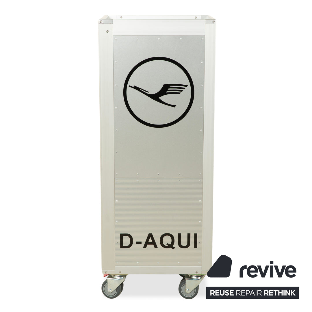 Lufthansa Ju 52 aircraft trolley with shelf and plastic drawer, silver grey