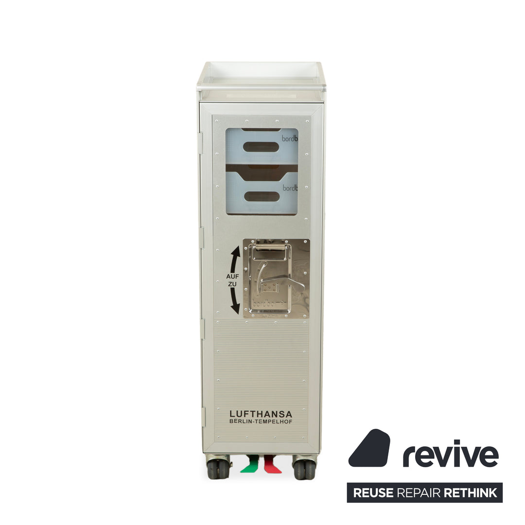 Lufthansa Ju 52 aircraft trolley with shelf and plastic drawer, silver grey