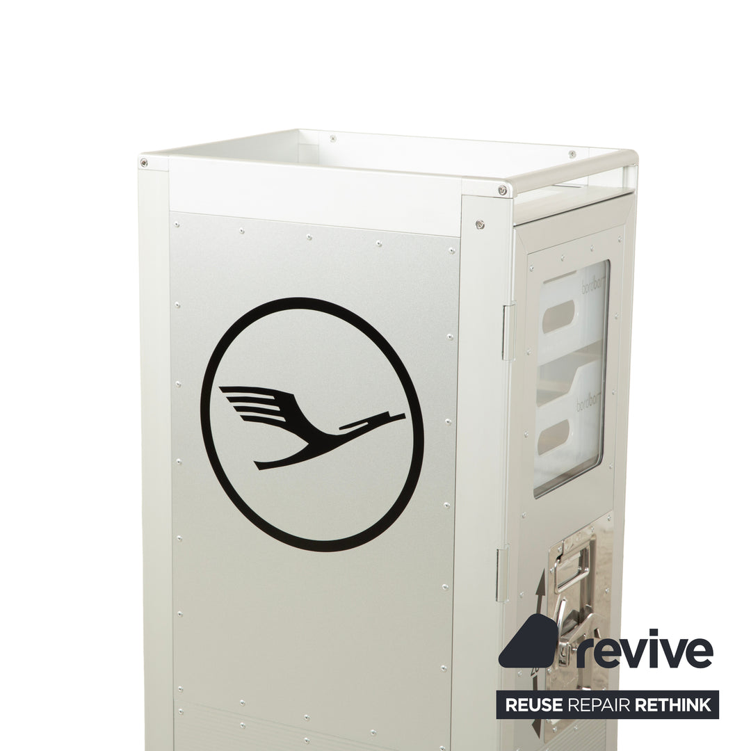 Lufthansa Ju 52 aircraft trolley with shelf and plastic drawer, silver grey