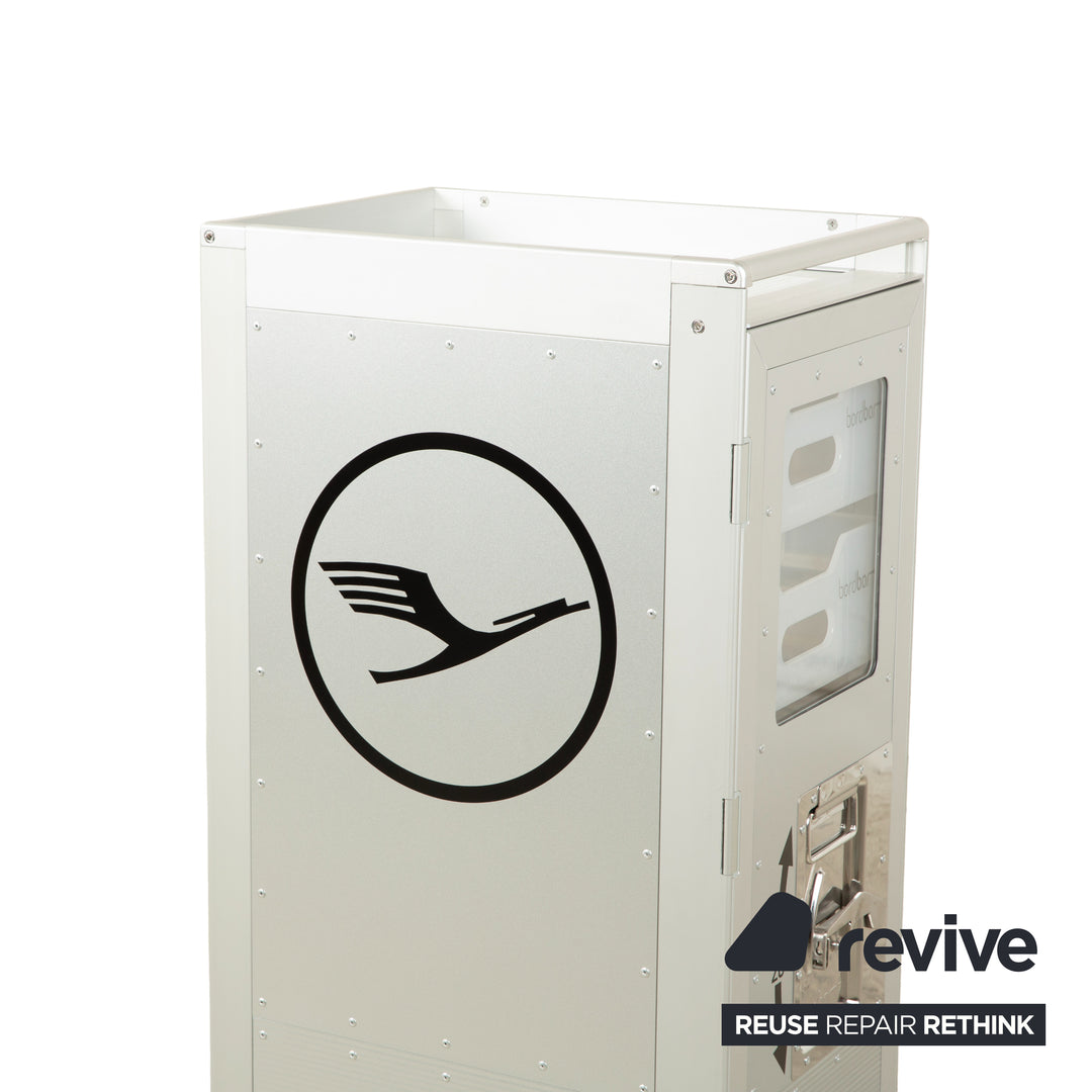 bordbar Lufthansa Ju 52 und voyager Flugzeugtrolley mit Fachboden und Kunststoffschubkasten Silber Grau mit storage neon equipment Rot Schwarz