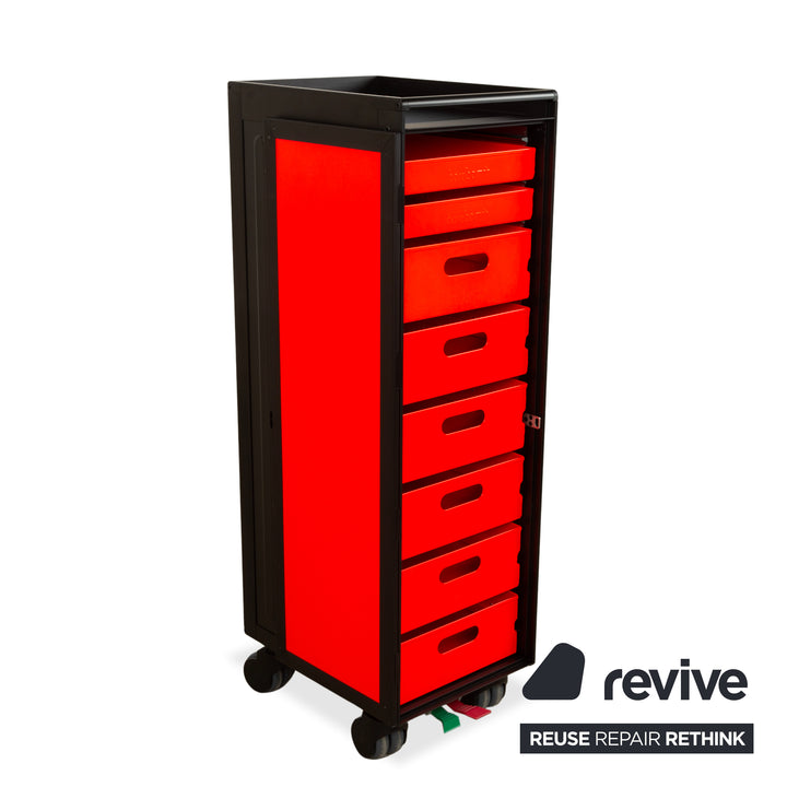 Lufthansa Ju 52 and Voyager aircraft trolley with shelf and plastic drawer, silver grey with storage neon equipment, red black