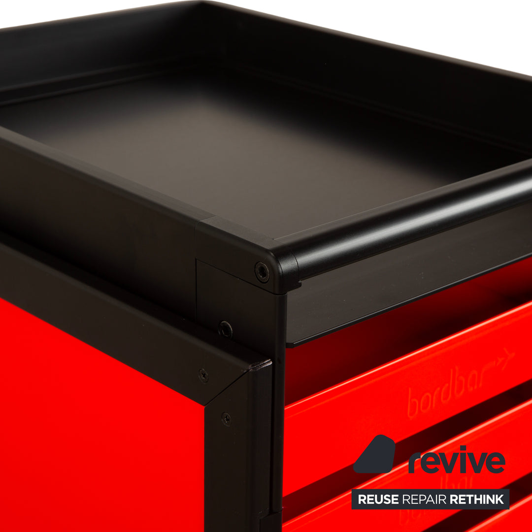 Lufthansa Ju 52 and Voyager aircraft trolley with shelf and plastic drawer, silver grey with storage neon equipment, red black