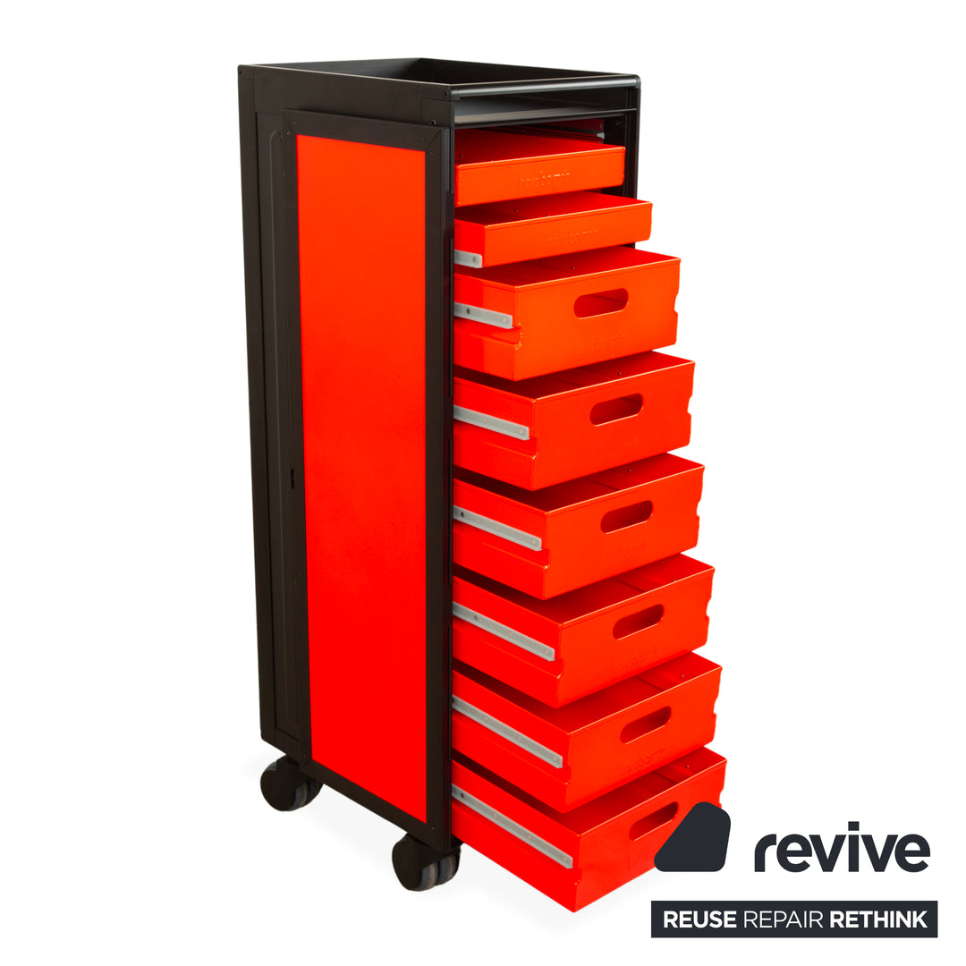 Lufthansa Ju 52 and Voyager aircraft trolley with shelf and plastic drawer, silver grey with storage neon equipment, red black