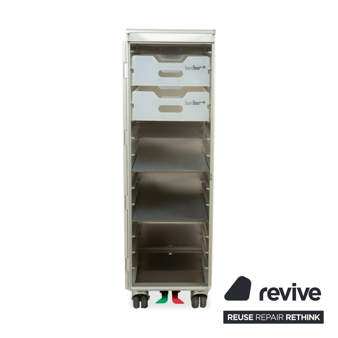 bordbar Lufthansa Ju 52 und voyager Flugzeugtrolley mit Fachboden und Kunststoffschubkasten Silber Grau mit storage neon equipment Rot Schwarz