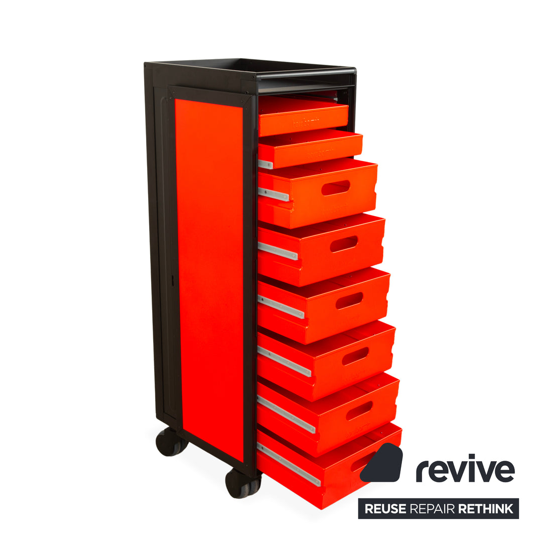 Chariot d'avion Bordbar Voyager Neonblack avec rangement, équipement néon rouge et noir
