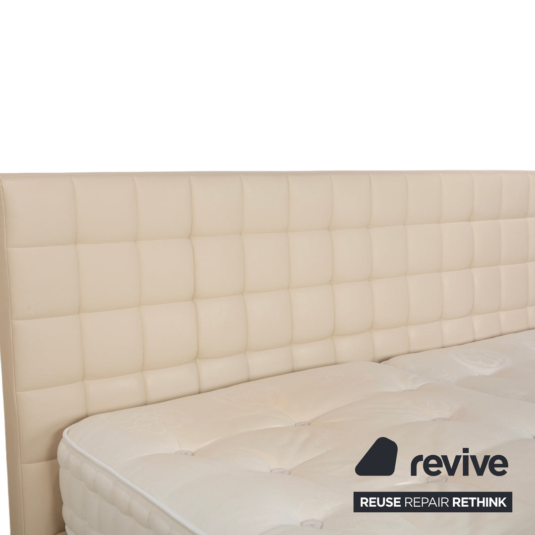 Boxspringliebe Stockholm bed faux leather cream beige