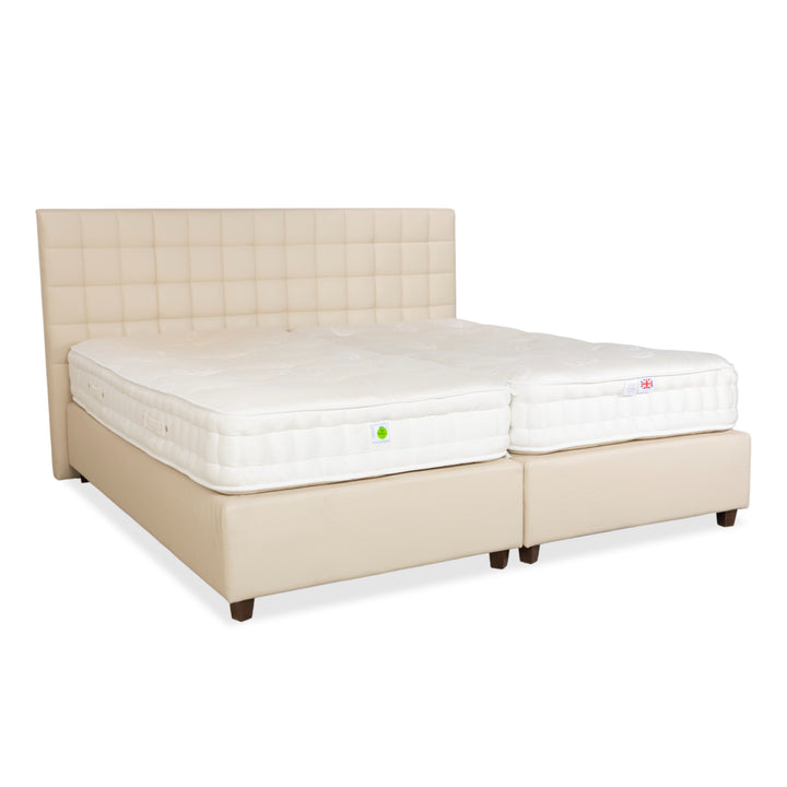 Boxspringliebe Stockholm bed faux leather cream beige