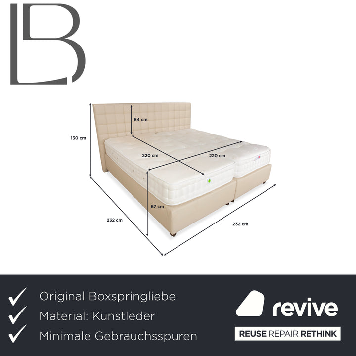 Boxspringliebe Stockholm bed faux leather cream beige