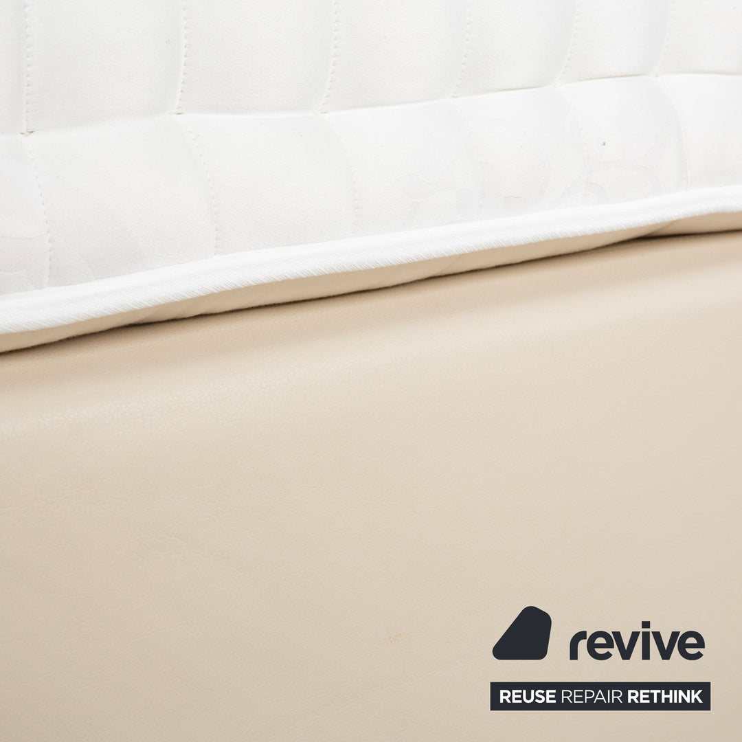 Boxspringliebe Stockholm bed faux leather cream beige