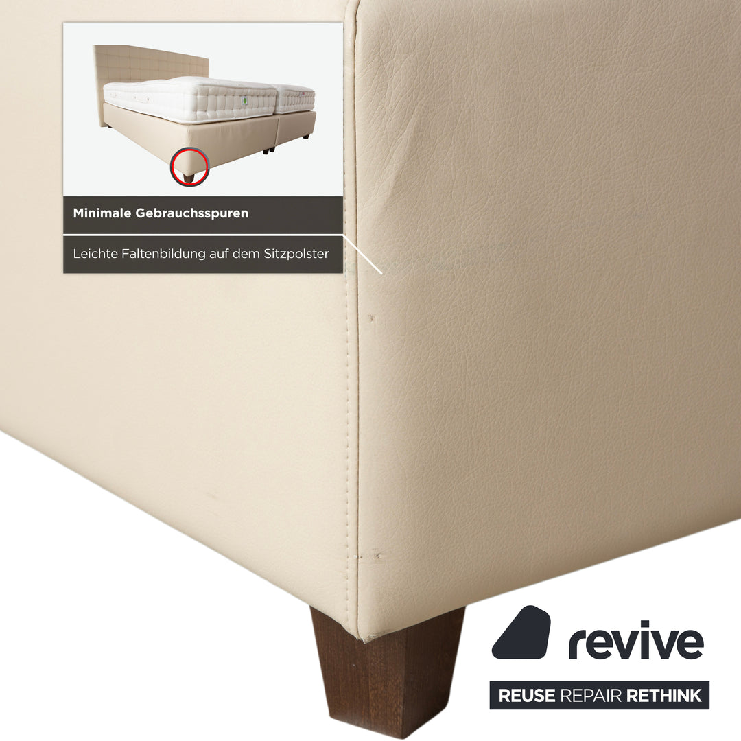 Boxspringliebe Stockholm bed faux leather cream beige