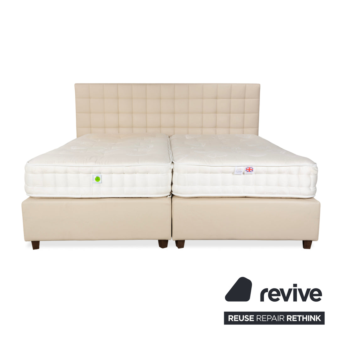 Boxspringliebe Stockholm bed faux leather cream beige