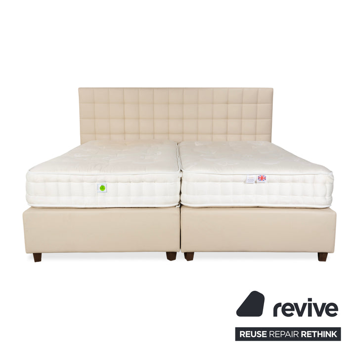 Boxspringliebe Stockholm bed faux leather cream beige