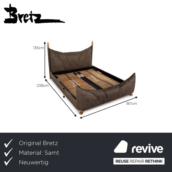Bretz Lit en Velours Ali Baba Marron Lit Double 180x200cm