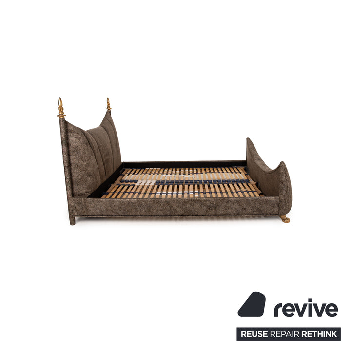 Bretz Lit en Velours Ali Baba Marron Lit Double 180x200cm