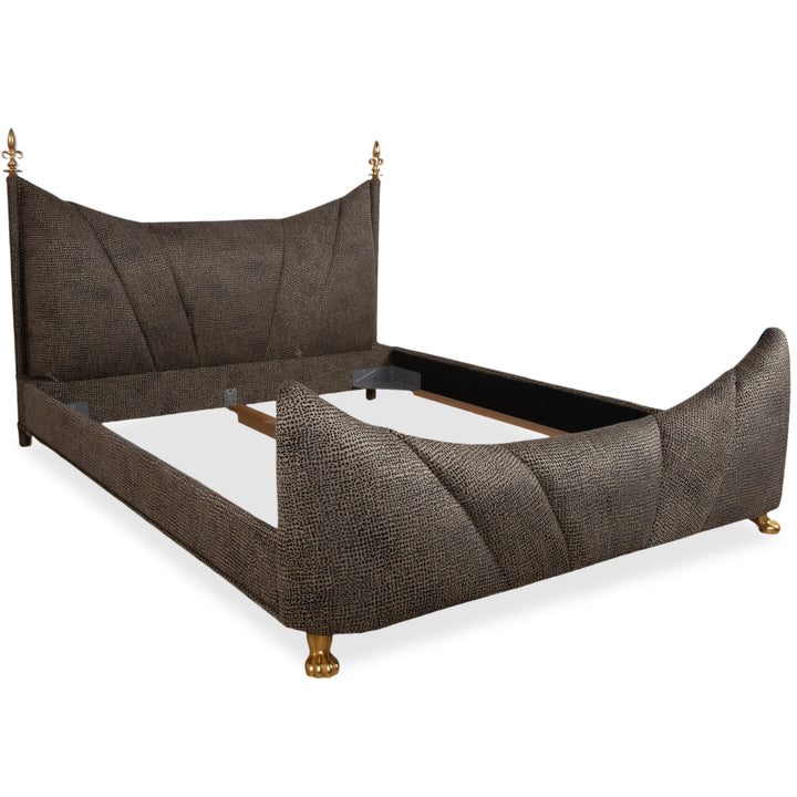 Bretz Ali Baba Fabric Velvet Bed Brown Double Bed Newly Upholstered LISBOA FR 500