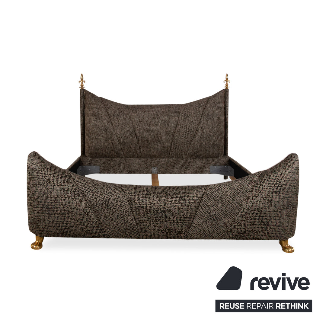Bretz Ali Baba Fabric Velvet Bed Brown Double Bed Newly Upholstered LISBOA FR 500