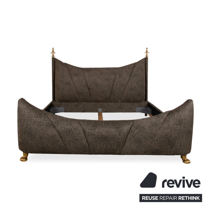 Bretz Ali Baba Fabric Velvet Bed Brown Double Bed Newly Upholstered LISBOA FR 500