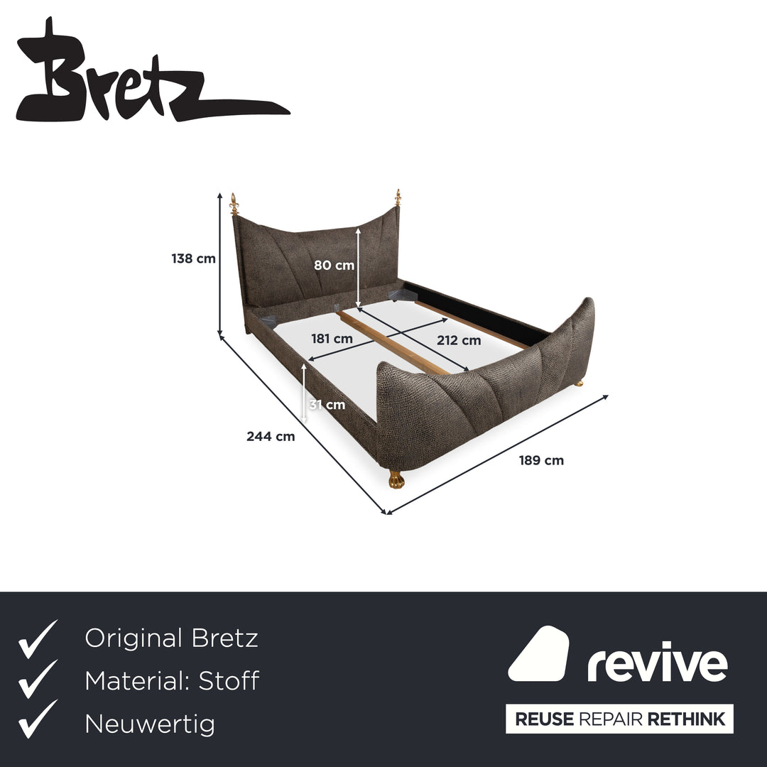 Bretz Ali Baba Fabric Velvet Bed Brown Double Bed Newly Upholstered LISBOA FR 500