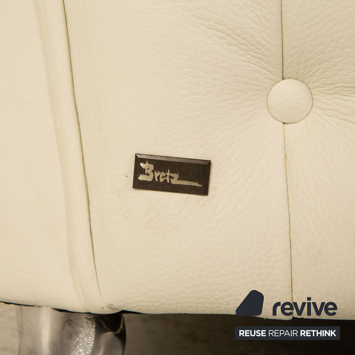Bretz Chelsea Leather Three Seater Cream Ivory Sofa Couch