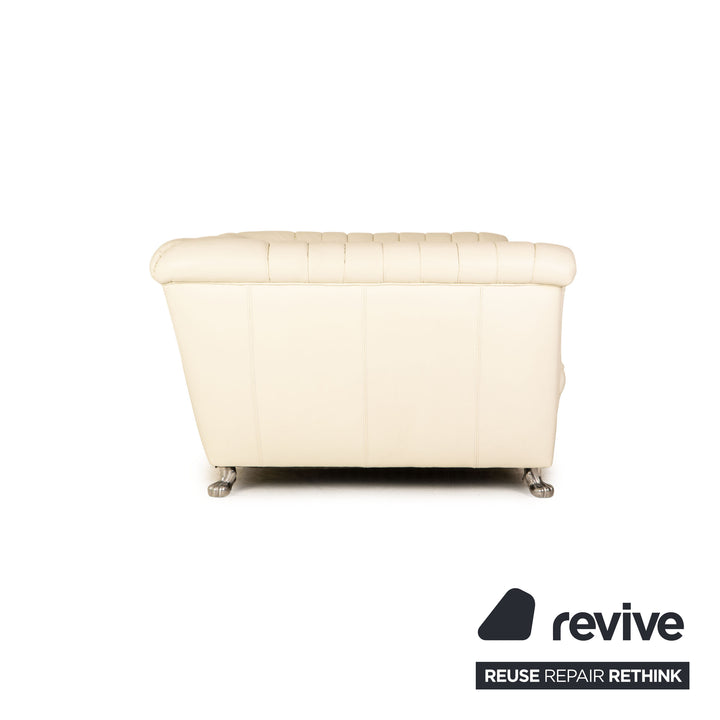 Bretz Chelsea Leather Three Seater Cream Ivory Sofa Couch