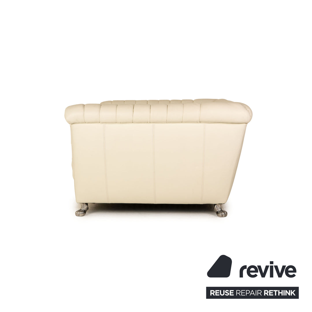 Bretz Chelsea Leather Three Seater Cream Ivory Sofa Couch