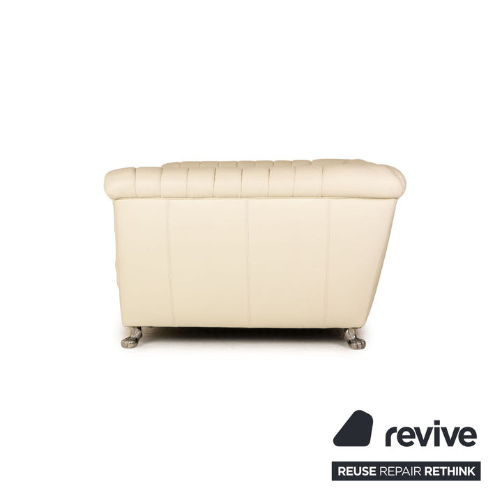 Bretz Chelsea Leather Three Seater Cream Ivory Sofa Couch