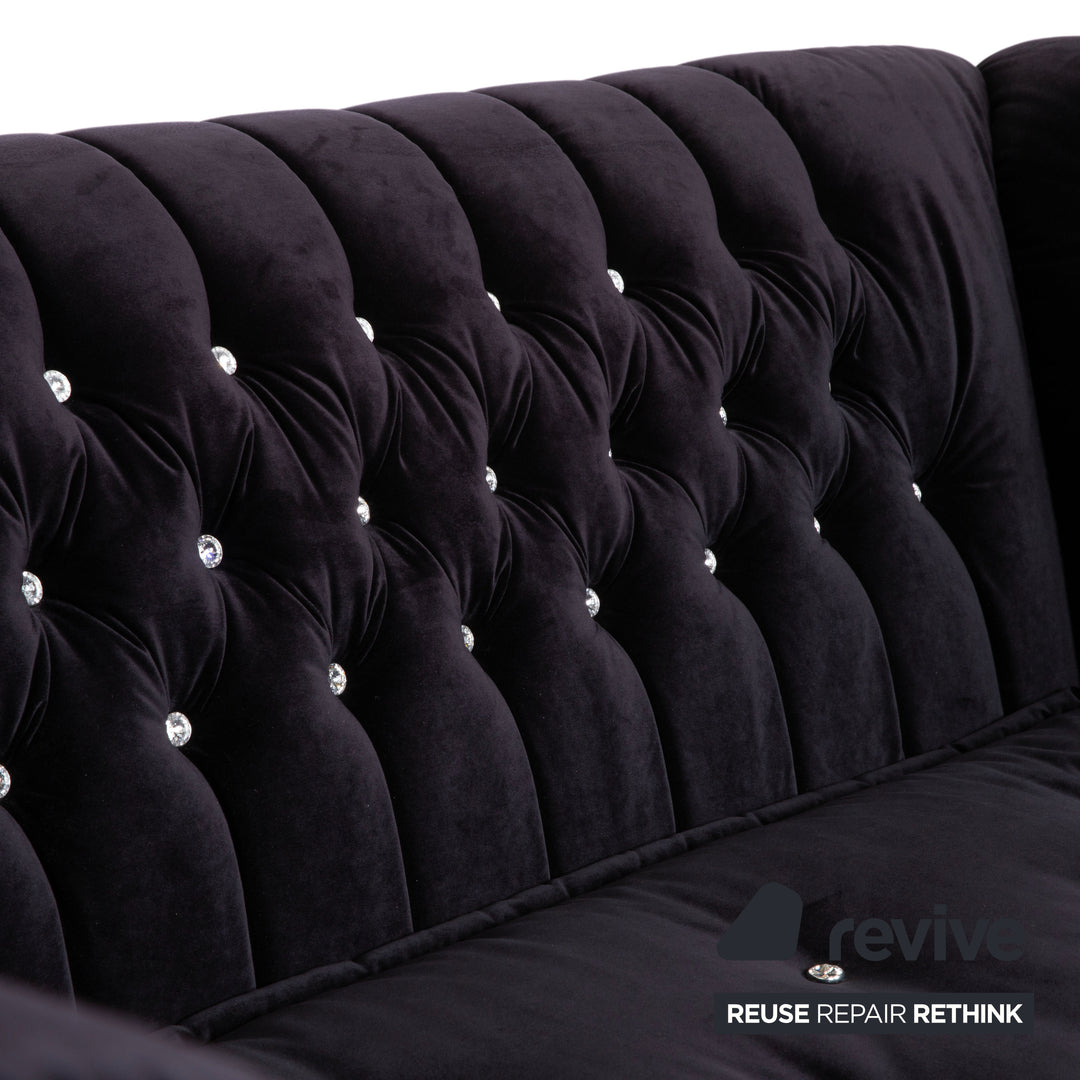 Bretz Chelsea Stoff Dreisitzer Aubergine Lila Silber Glitzer manuelle Funktion Schlaffunktion Sofa Couch