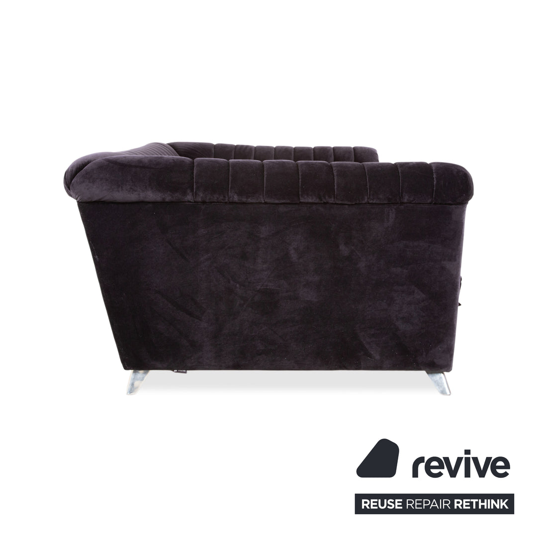 Bretz Chelsea Stoff Dreisitzer Aubergine Lila Silber Glitzer manuelle Funktion Schlaffunktion Sofa Couch
