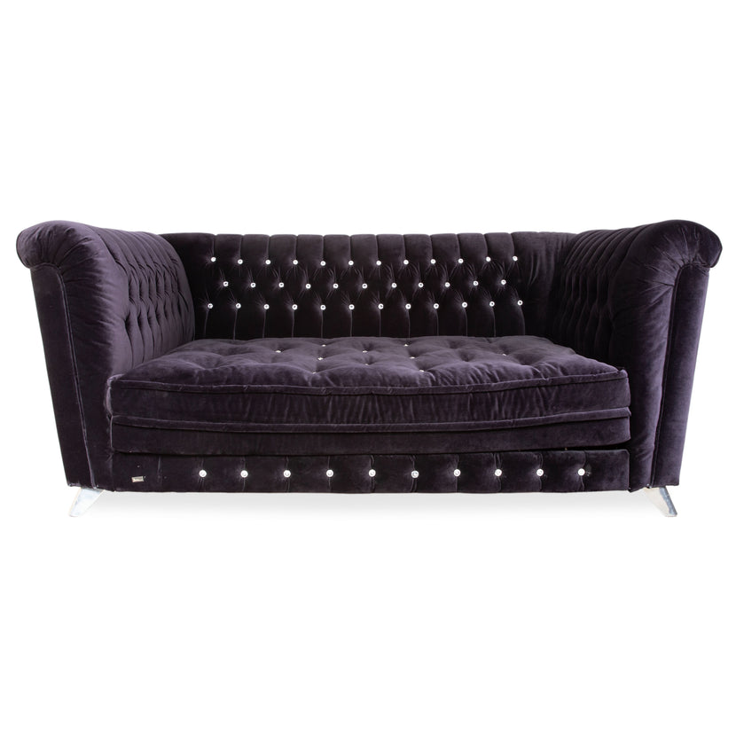 Bretz Chelsea Stoff Dreisitzer Aubergine Lila Silber Glitzer manuelle Funktion Schlaffunktion Sofa Couch