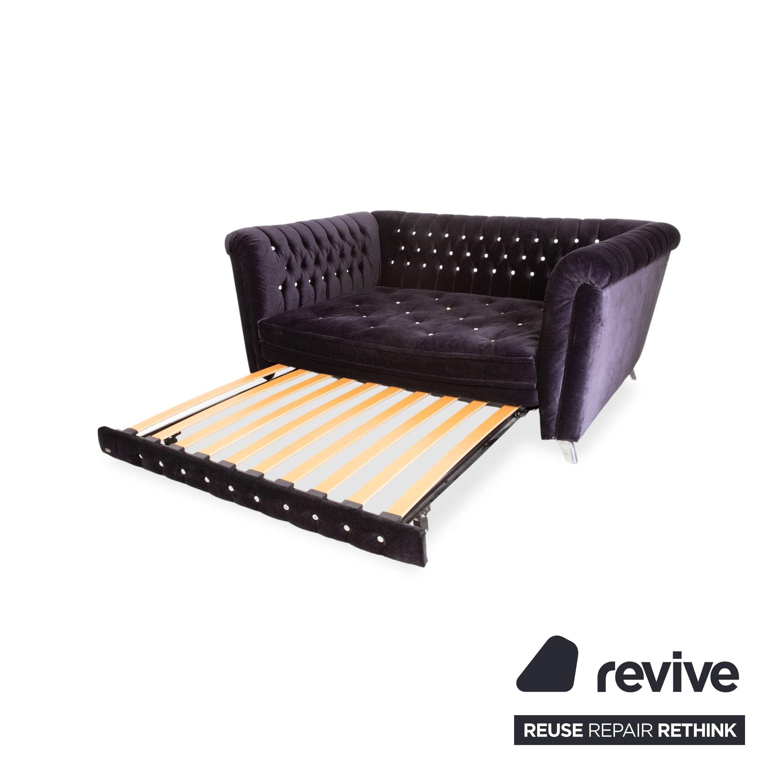 Bretz Chelsea Stoff Dreisitzer Aubergine Lila Silber Glitzer manuelle Funktion Schlaffunktion Sofa Couch
