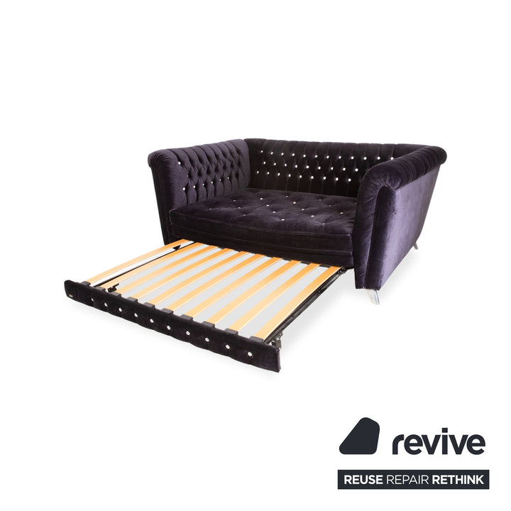 Bretz Chelsea Stoff Dreisitzer Aubergine Lila Silber Glitzer manuelle Funktion Schlaffunktion Sofa Couch