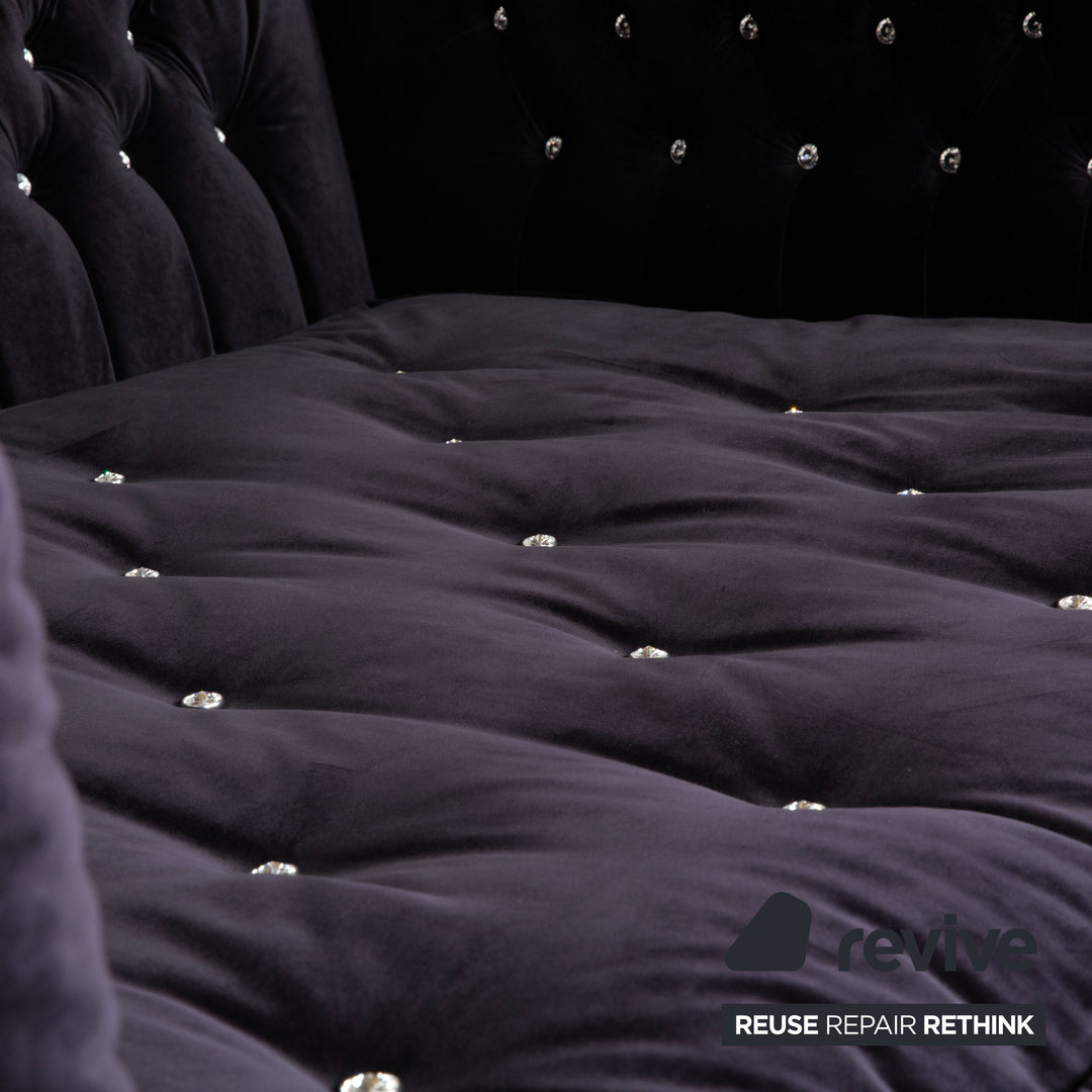 Bretz Chelsea Stoff Dreisitzer Aubergine Lila Silber Glitzer manuelle Funktion Schlaffunktion Sofa Couch