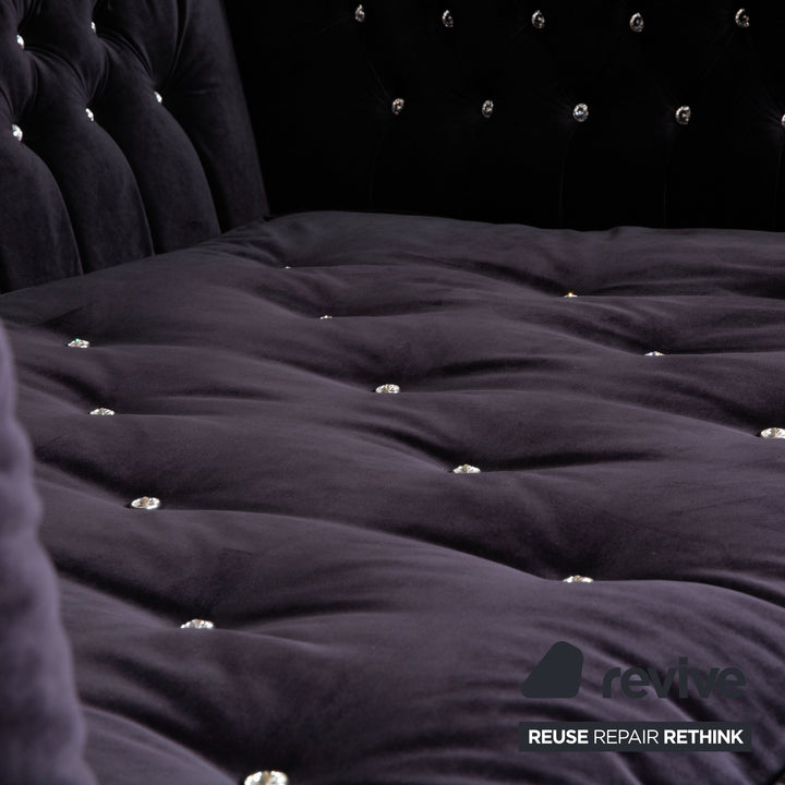 Bretz Chelsea Stoff Dreisitzer Aubergine Lila Silber Glitzer manuelle Funktion Schlaffunktion Sofa Couch