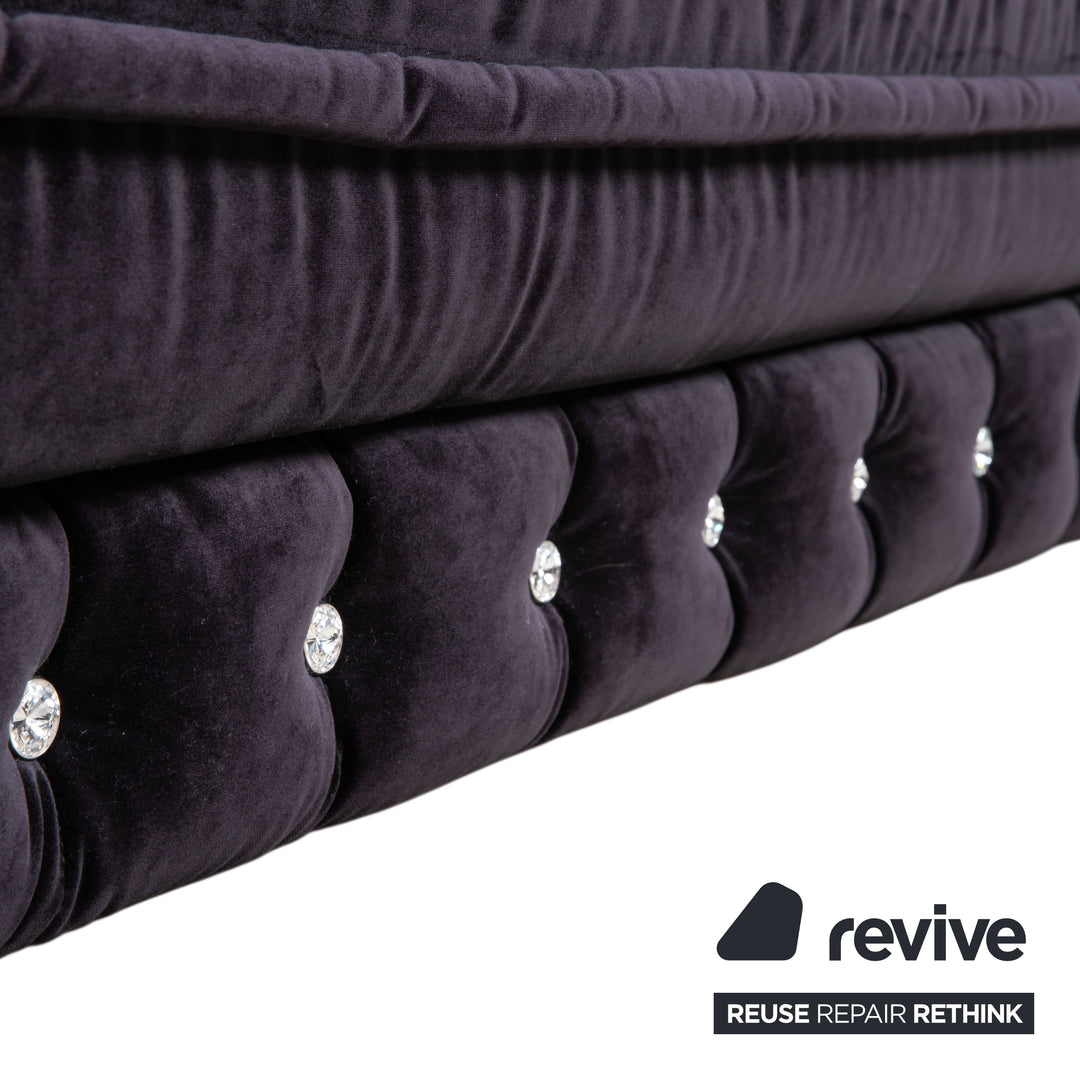 Bretz Chelsea Stoff Dreisitzer Aubergine Lila Silber Glitzer manuelle Funktion Schlaffunktion Sofa Couch