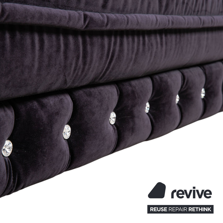 Bretz Chelsea Stoff Dreisitzer Aubergine Lila Silber Glitzer manuelle Funktion Schlaffunktion Sofa Couch
