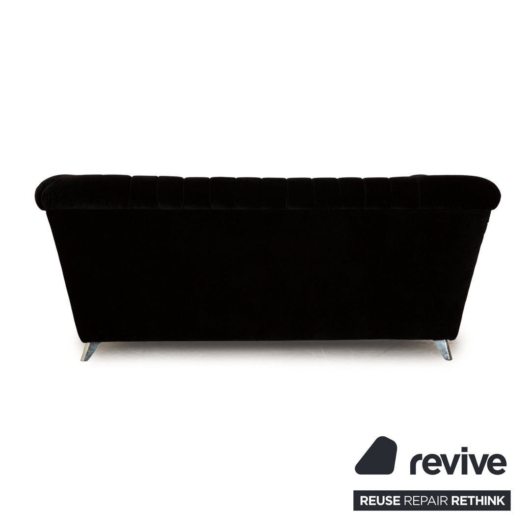 Bretz Chelsea Fabric Three Seater Black Manual Function Sleep Function Sofa Couch