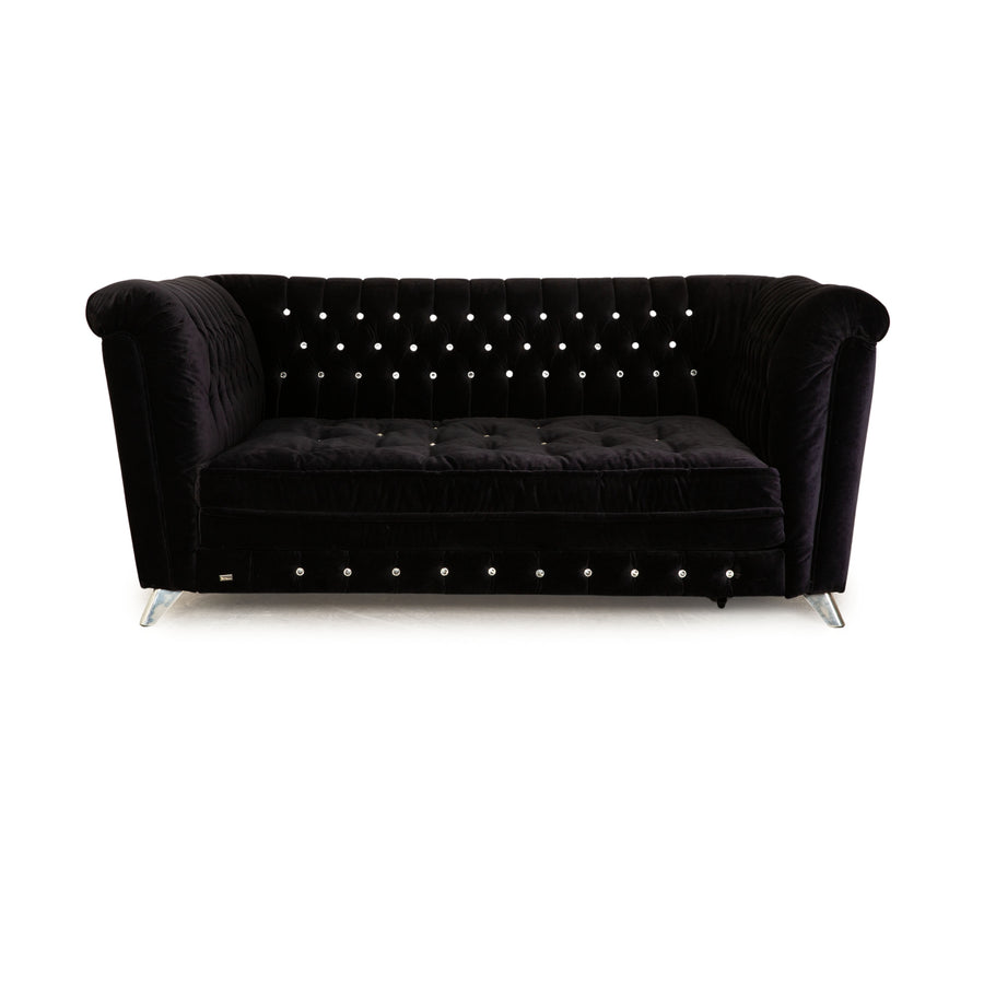 Bretz Chelsea Fabric Three Seater Black Manual Function Sleep Function Sofa Couch