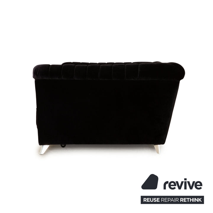Bretz Chelsea Fabric Three Seater Black Manual Function Sleep Function Sofa Couch
