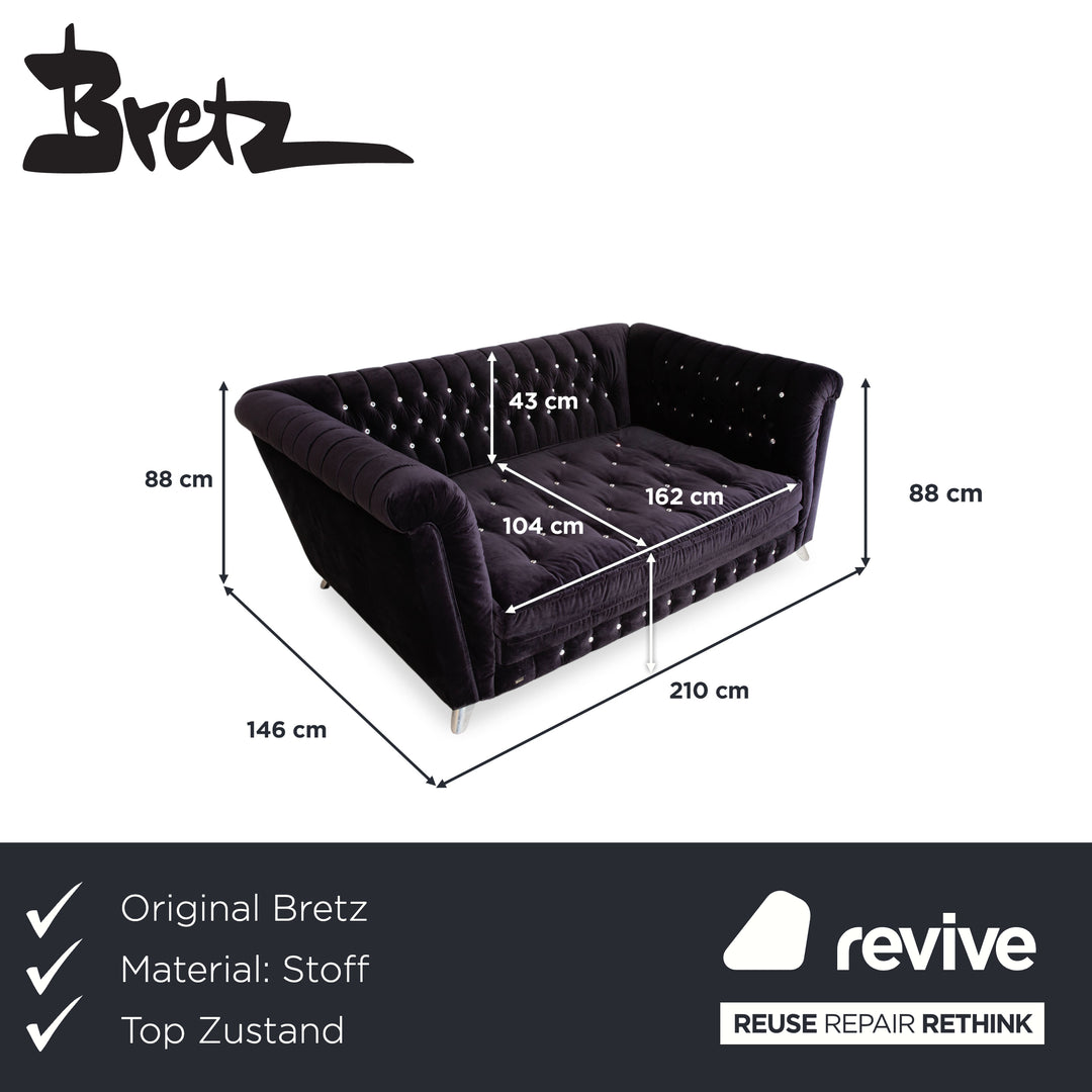 Bretz Chelsea Stoff Dreisitzer Aubergine Lila manuelle Funktion Schlaffunktion Sofa Couch